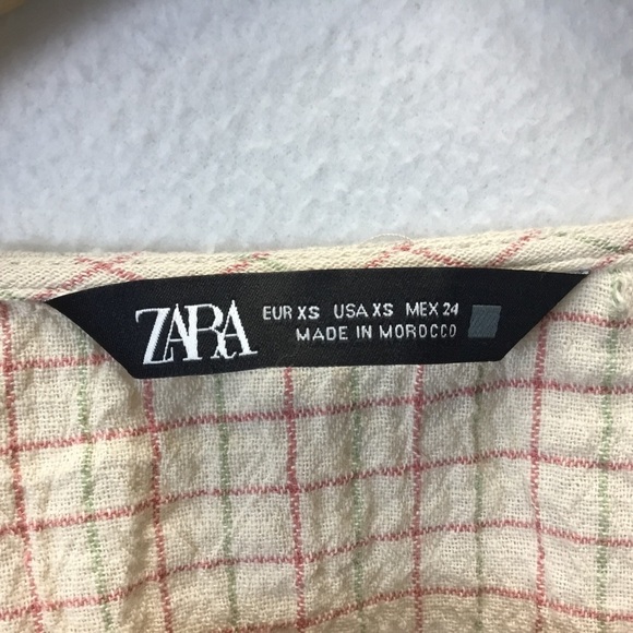 Zara Bow Front Cut Out Puff Sleeve Dress Tan - Picture 8 of 9